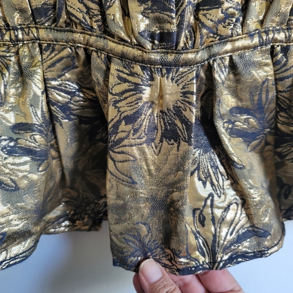 Eva Franco, Floral Metallic Top, Gold/Midnight Blue, Size 2 - Picture 3 of 4